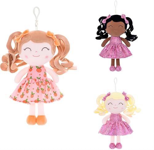 Gloveleya Muñeca Baby Dolls Soft Rag Doll Baby Girl Regalos Rizado Spring Girl 3PC(4)