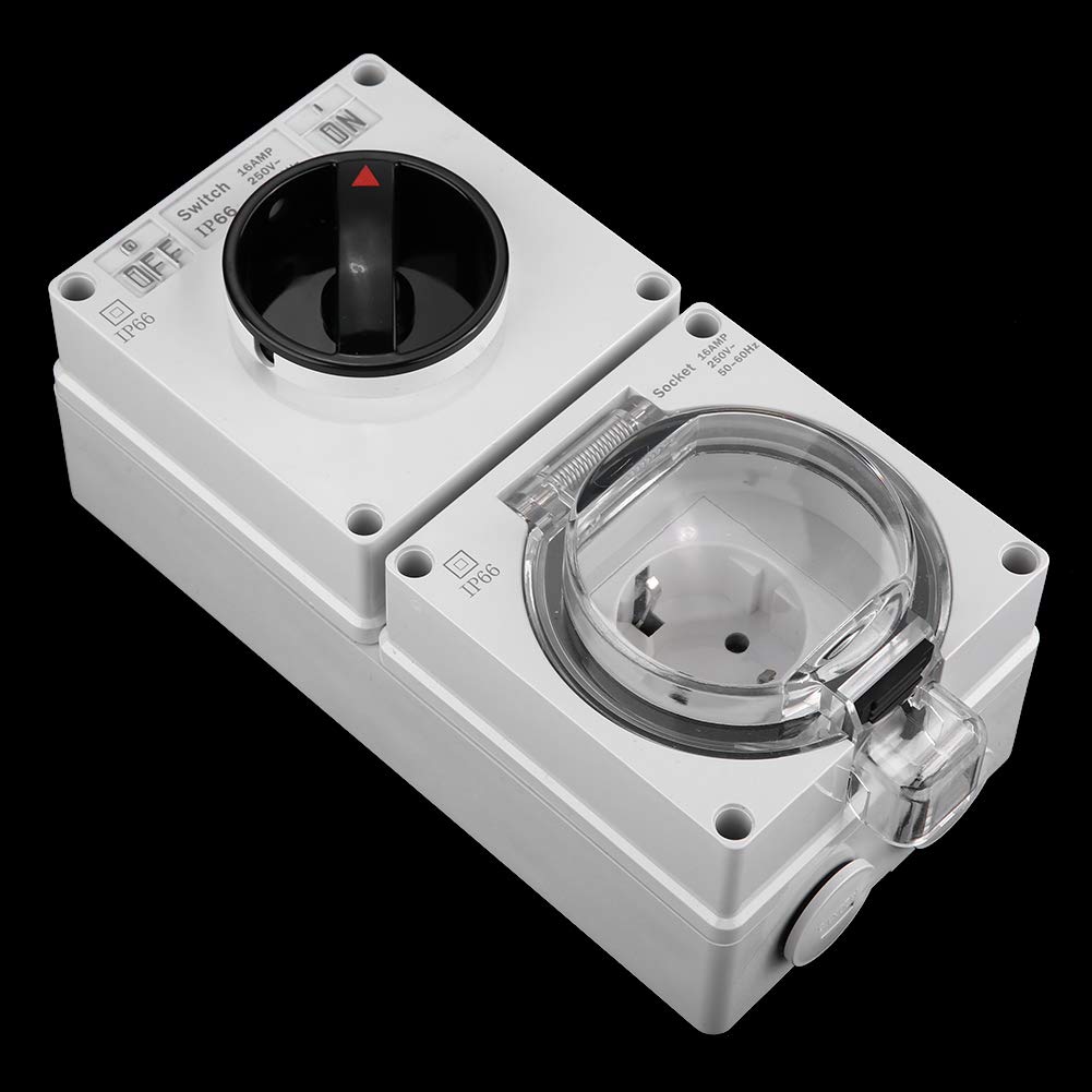 Presa a muro impermeabile IP66 con interruttore, presa esterna resistente alle intemperie per illuminazione e dispositivi elettrici, installazione semplice e