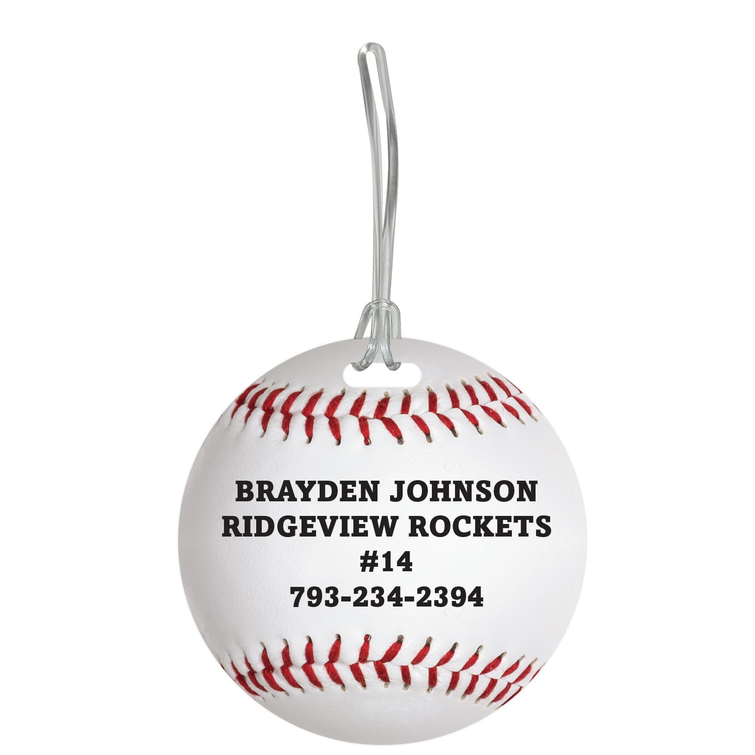Personalized Baseball Bag Tag / 4" Round Custom Sports Luggage tag/Double Sided Durable Plastic with Plastic Strap/Made in The USA