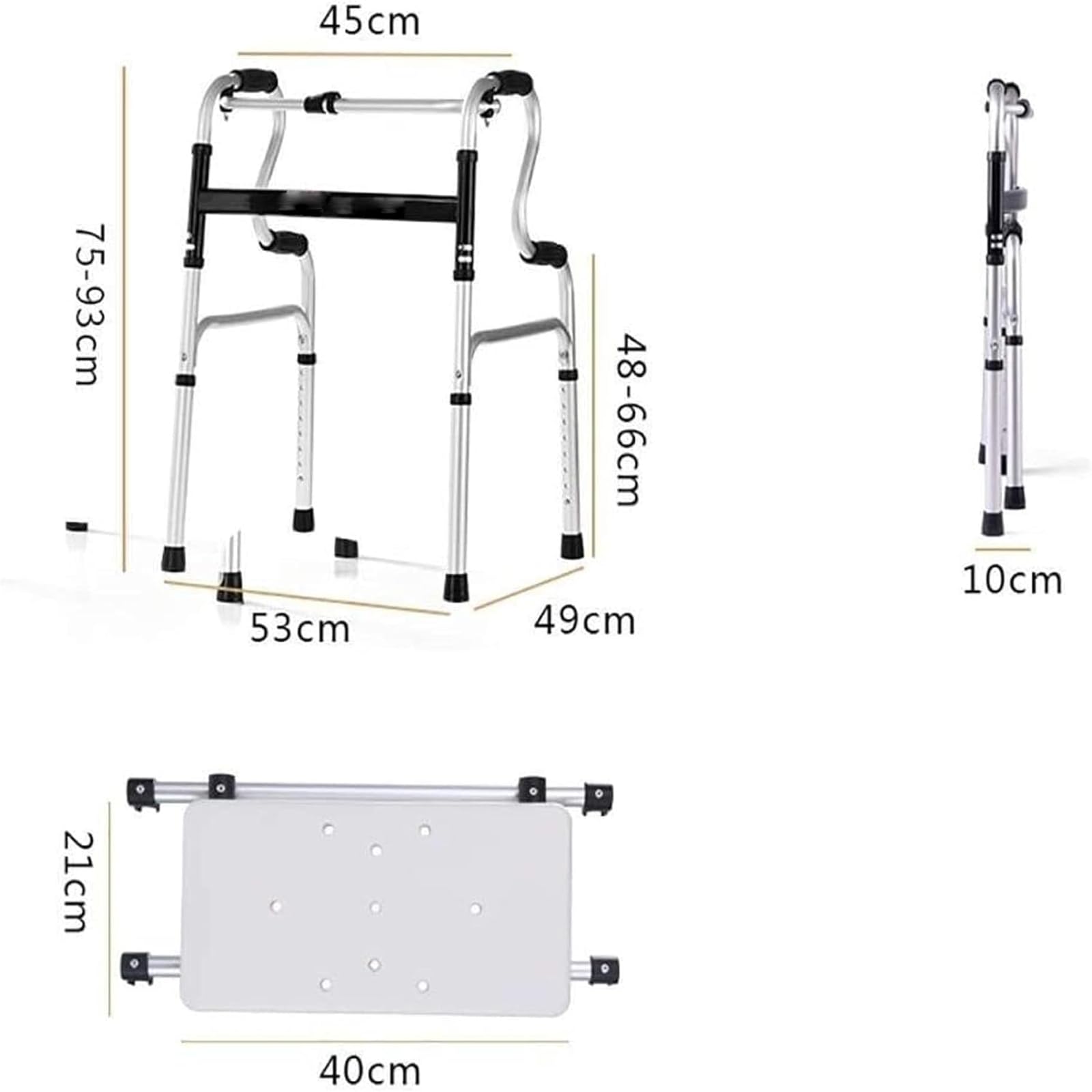 Rollator Walker Walker, aluminiowy składany wózek ułatwiający poruszanie się Rollator 2 w 1 z siedziskiem i kółkami dla osób starszych