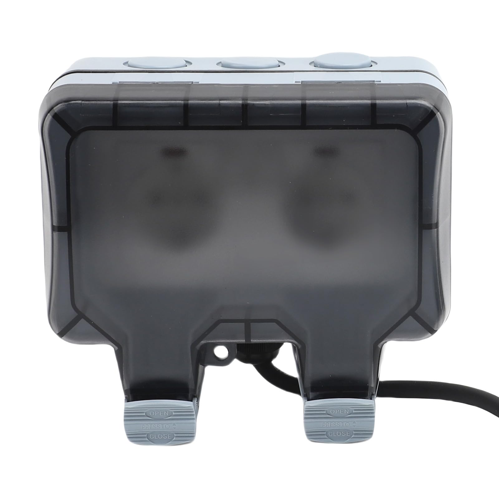 Aramox Toma de Corriente para Exteriores, Enchufe de Pared Resistente a la Intemperie, IP66, a Prueba de Lluvia, Caja de Tomacorriente Exterior de 2 Bandas con Interruptor Independiente y (5 metros)