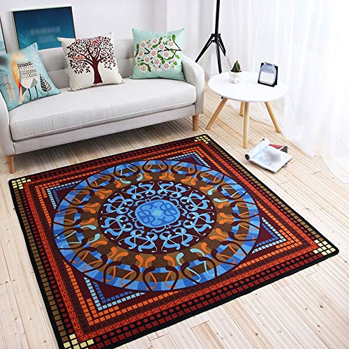 Alfombra dormitorio de personalidad simple, tapete geométrico cuadrado resistente para sofá 2