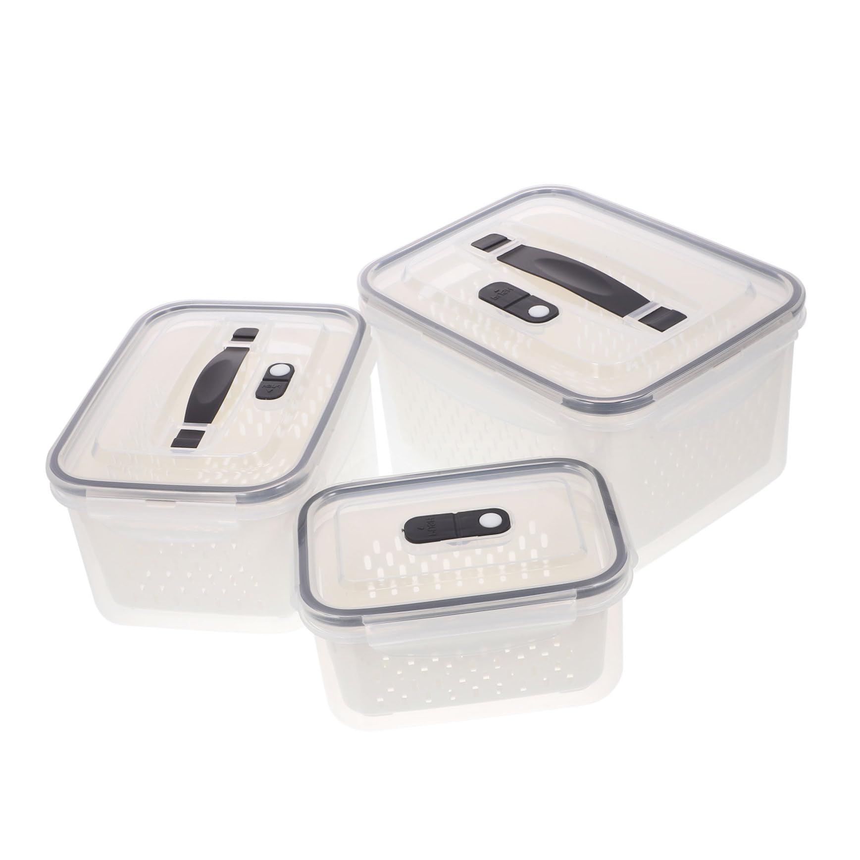 Set de 3 Recipientes de Plástico Blanco para Alimentos 800ml 1700ml 3150ml