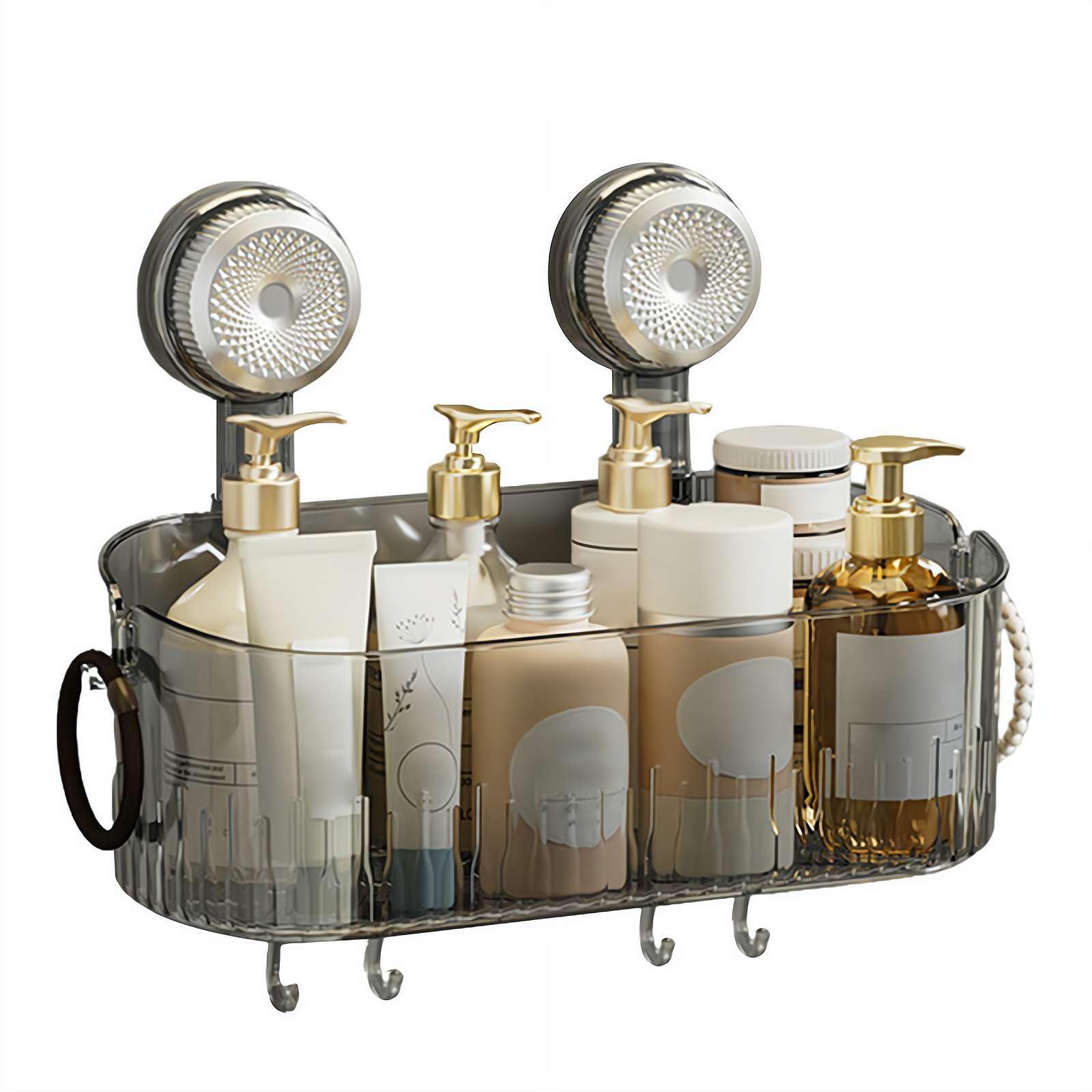 No-Drill Bathroom Suction Storage Box Clear Bathroom Shower Caddy Wall Mount Storage Shelf with Suction Cups Bathrooms Storages