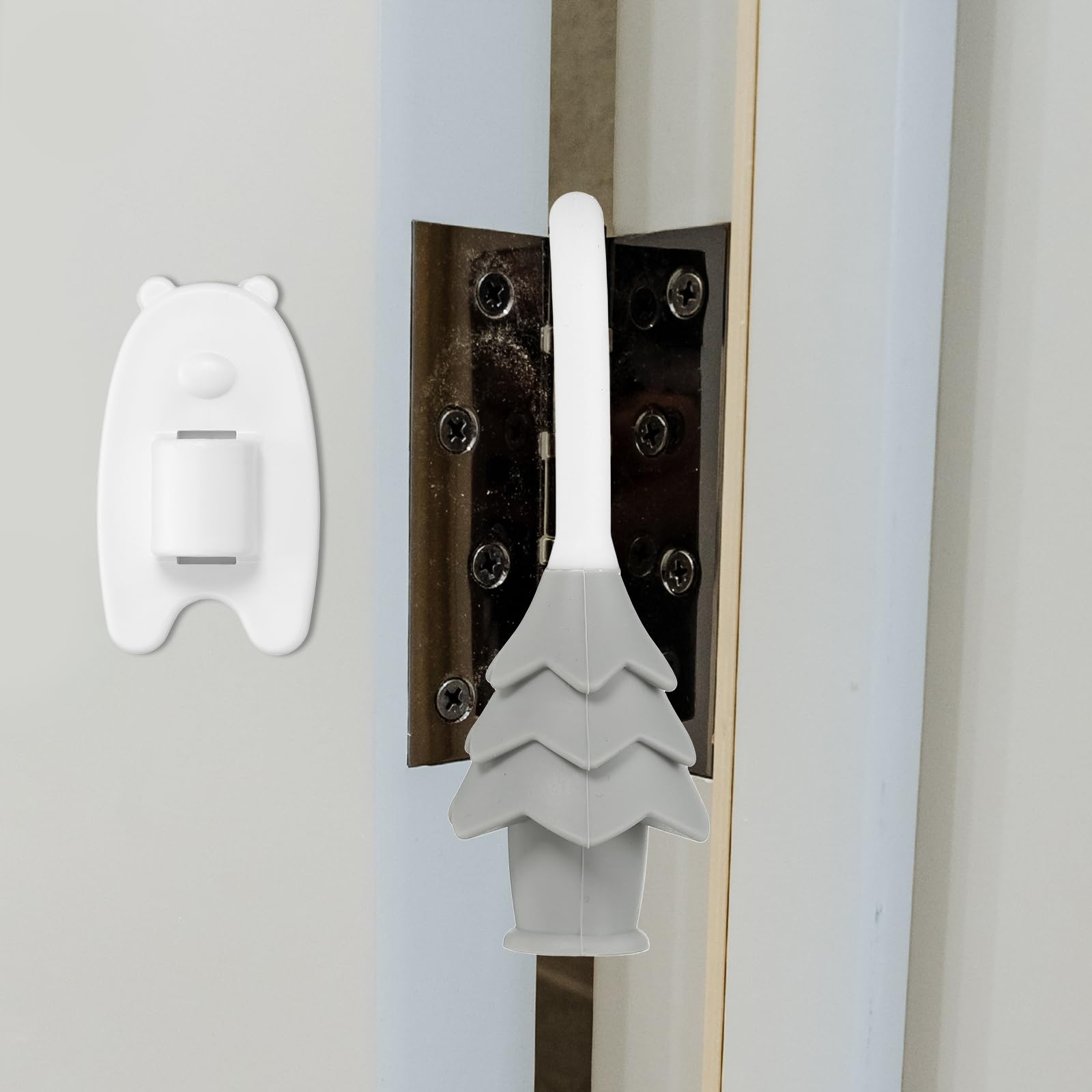 sourcing map 4 Pcs Silicone Door Pinch Guard, Hanging Finger Pinch Guard Quiet Door Closer & Slam Stopper for Nursery Bedroom Home Safety & Edge Protection Keep Door Open, Gray