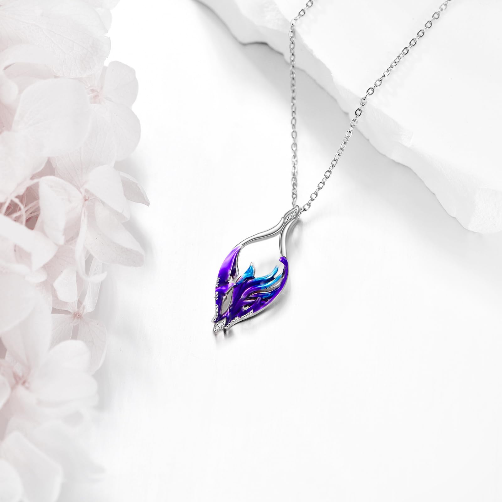 YAFEINI Collar de piedra lunar para mujer, plata de ley 925, colgante de fénix, piedra lunar, regalo para mujeres y niñas