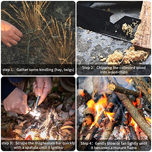 Newaner Vuurstarter van vuurstaal, vuursteen, vuurstarter, meer dan 2000 toepassingen, handvat van magnesiumstaaf en flinthout, vuurstarter voor camping, outdoor en survival (1 stuks) - Afbeelding 3