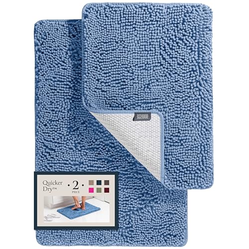 BELADOR Bathroom Rugs Sets 2 Piece - Plush Bath Mat Set Quick-Dry Soft Chenille Bathroom Mat with Rubber Backing, Absorbant Bathroom Rug Set, Washable Bath Rugs for Bathroom- Bath Mats 24x17 + 30x20