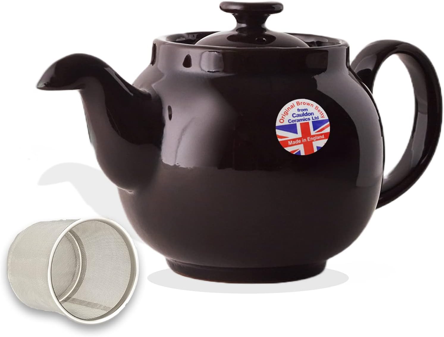 Cauldon Ceramics Re-Engineered Ian McIntyre Brown Betty 4 Cup Teapot with Infuser | Redesigned Brown Betty Teapot | Traditional Ceramic Teapot with 30 Ounce Capacity | Authentic Made in England Teapot