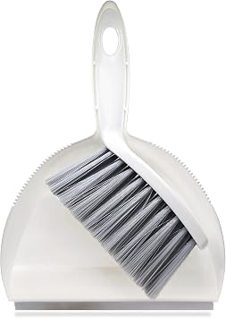 Mini Broom and Dustpan Set,Hand Broom with Dustpan Combo Nesting Snap-On Handheld Dust Pan and Brush Set, Small Broom and Dustpan Set for Kitchen, Desktop, Pet, Floor, Sofa, Grey White