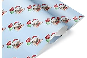Merry Christmas Balloon Pug Puppy Wrapping Paper