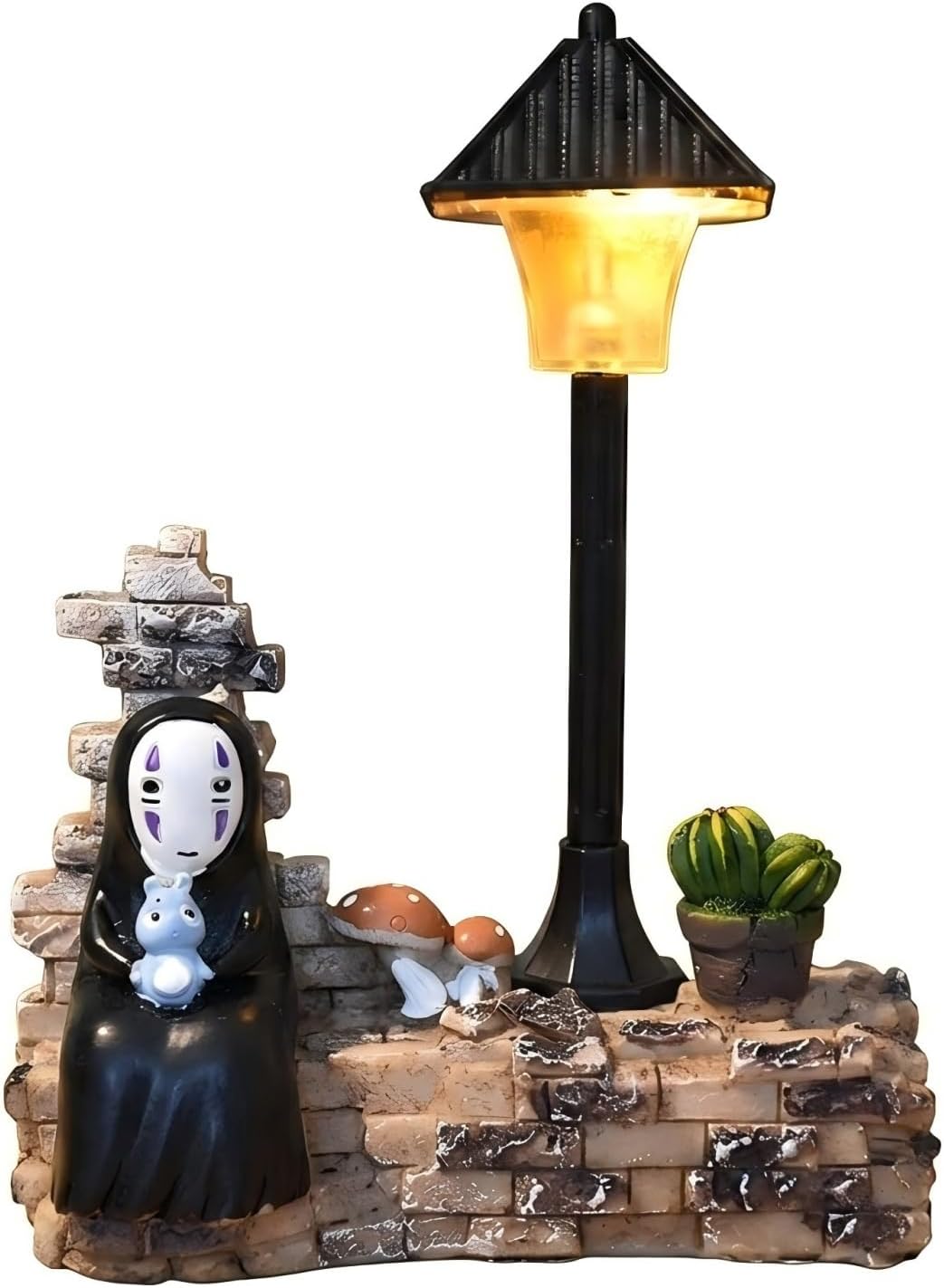 No Face Lamp, No Face Night Light Battery Operated Resin Mini Lamp, Warm White Decorative Desk Light for Bedroom, Bookshelf, Home Decor, Gift for Anime Fans
