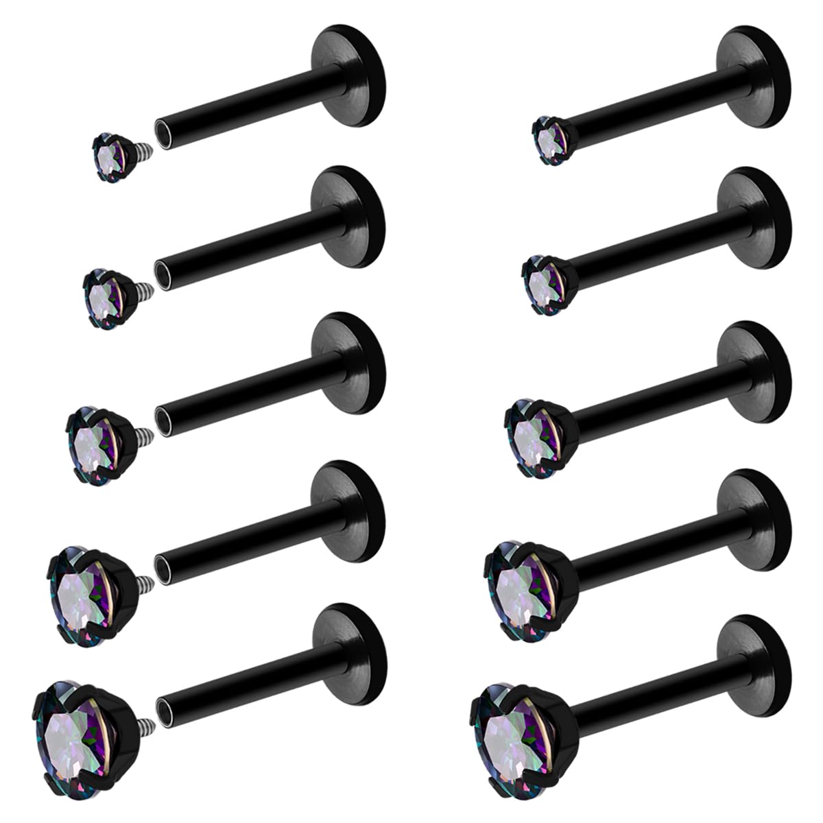 Pierstyles 16G 18G Internally Threaded Nose Studs Rings Surgical Steel CZ Cartilage Labret Monroe Piercing Studs Jewelry for Tragus, Conch, Helix,