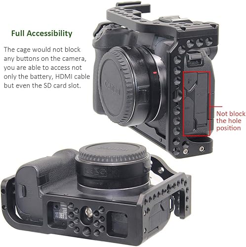 Miniatura 3 de Easy Hood Jaula para cámara Canon EOS R, estabilizador de aparejo de producción de películas de video con soporte de zapata fría y orificio de rosca