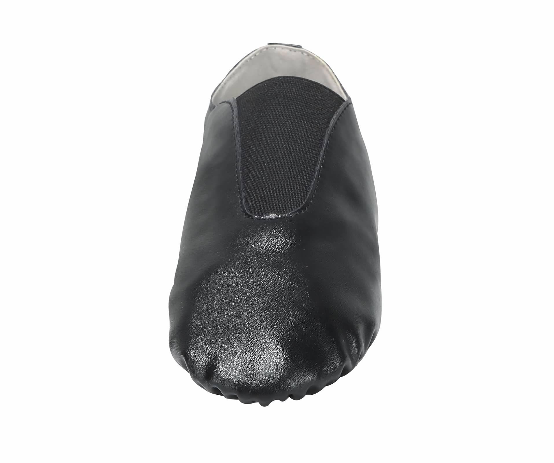 Linodes Unisex PU Leather Upper Slip-on Jazz Shoe with Up Elastic for Women and Men's Dance Shoes-BLACK-6M