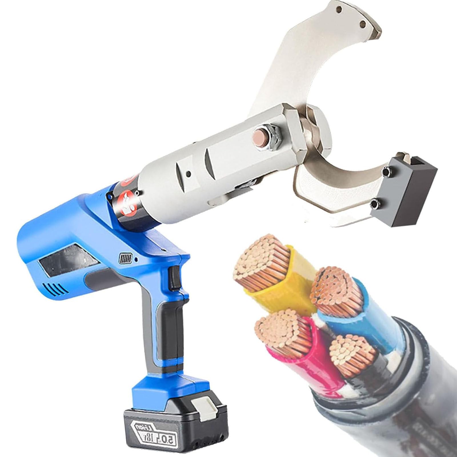 ZTCHSENZT Hydraulic Cable Cutter, Battery Powered Electric Ratchet Tool for Al and Armored Cu/Al Cable Cutting