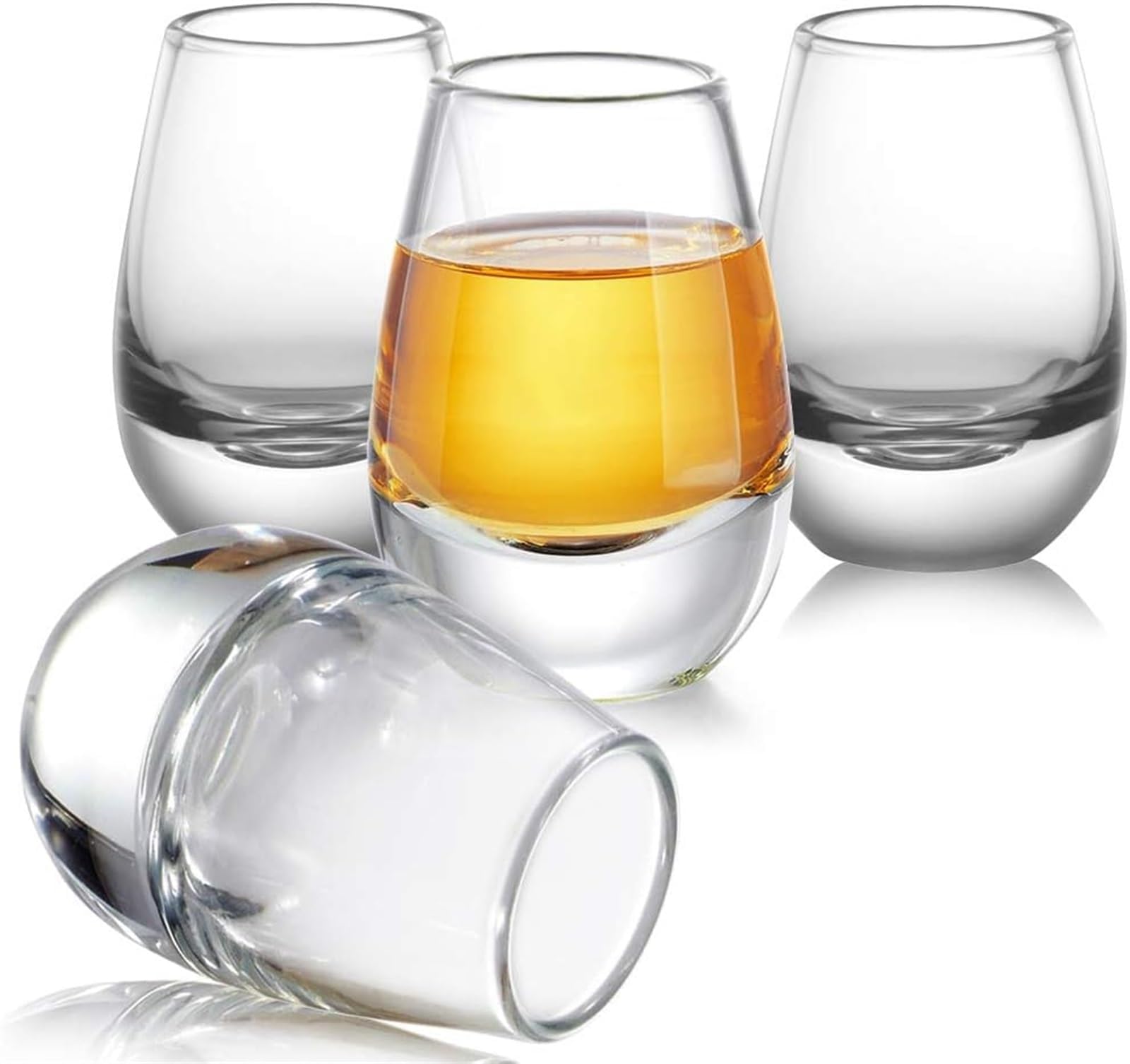 THE WHITE SHOP 4pcs Small Sake Glasses Cups, 1.35 Ounce Clear Cold Saki Cup Set of 4 for Japanese Sake Carafe Liquor with Heavy Base Design