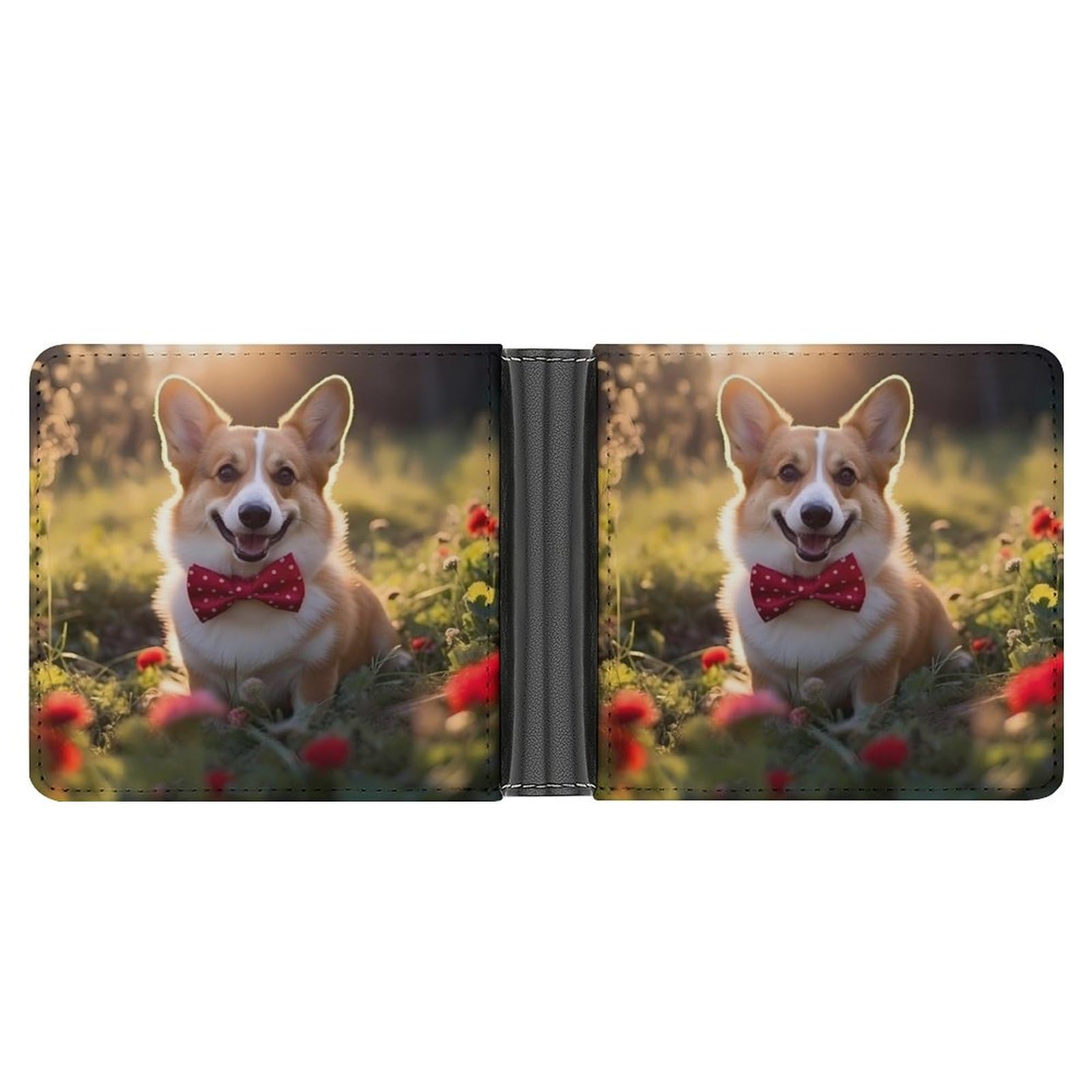 Corgi Dog Bifold Wallet PU Leather Coin Purse Lightweight Credit Card Holder Wallet Money Clip