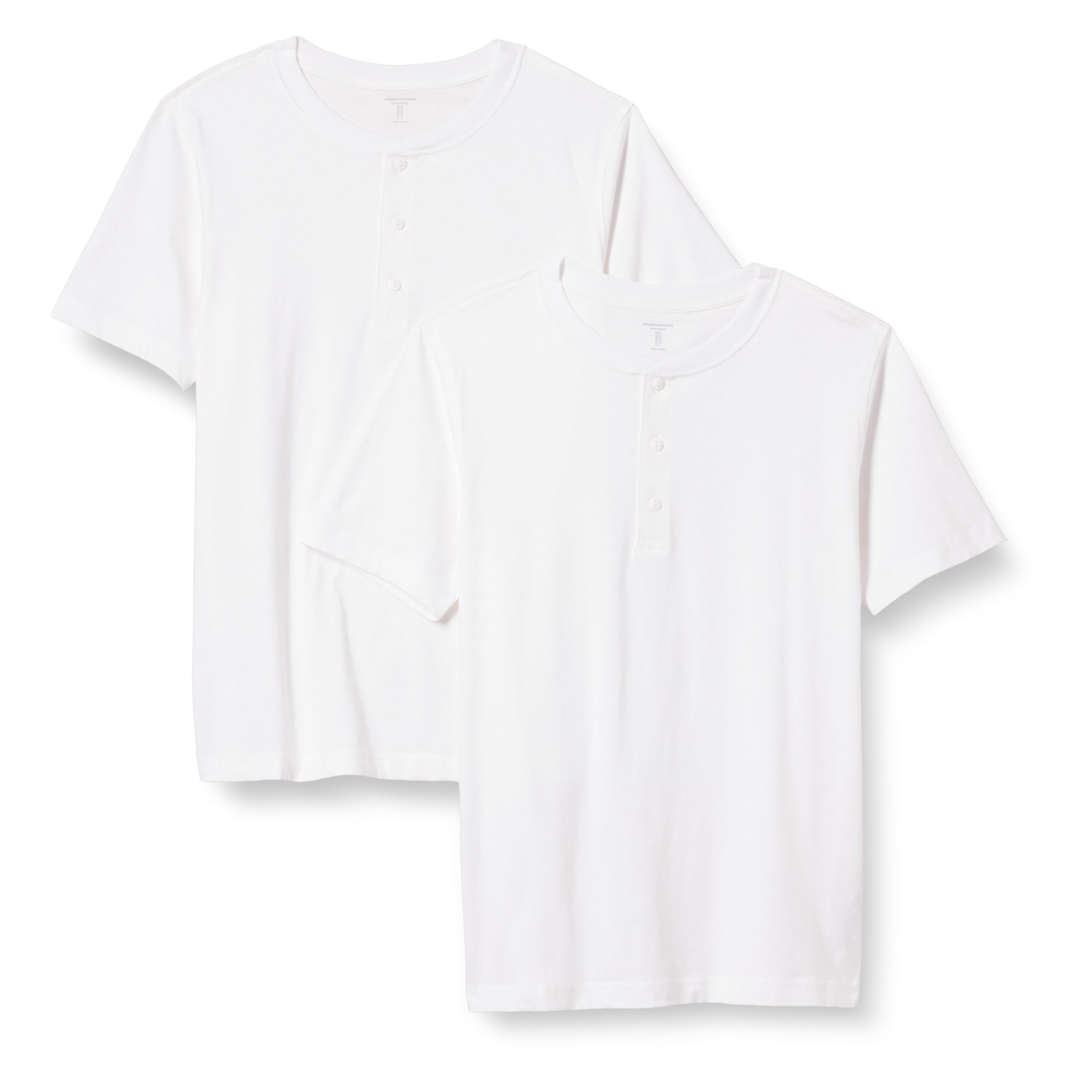 Amazon Essentials Men's Short-Sleeve Cotton Henley T-Shirt, Pack of 2, White, XX-Large