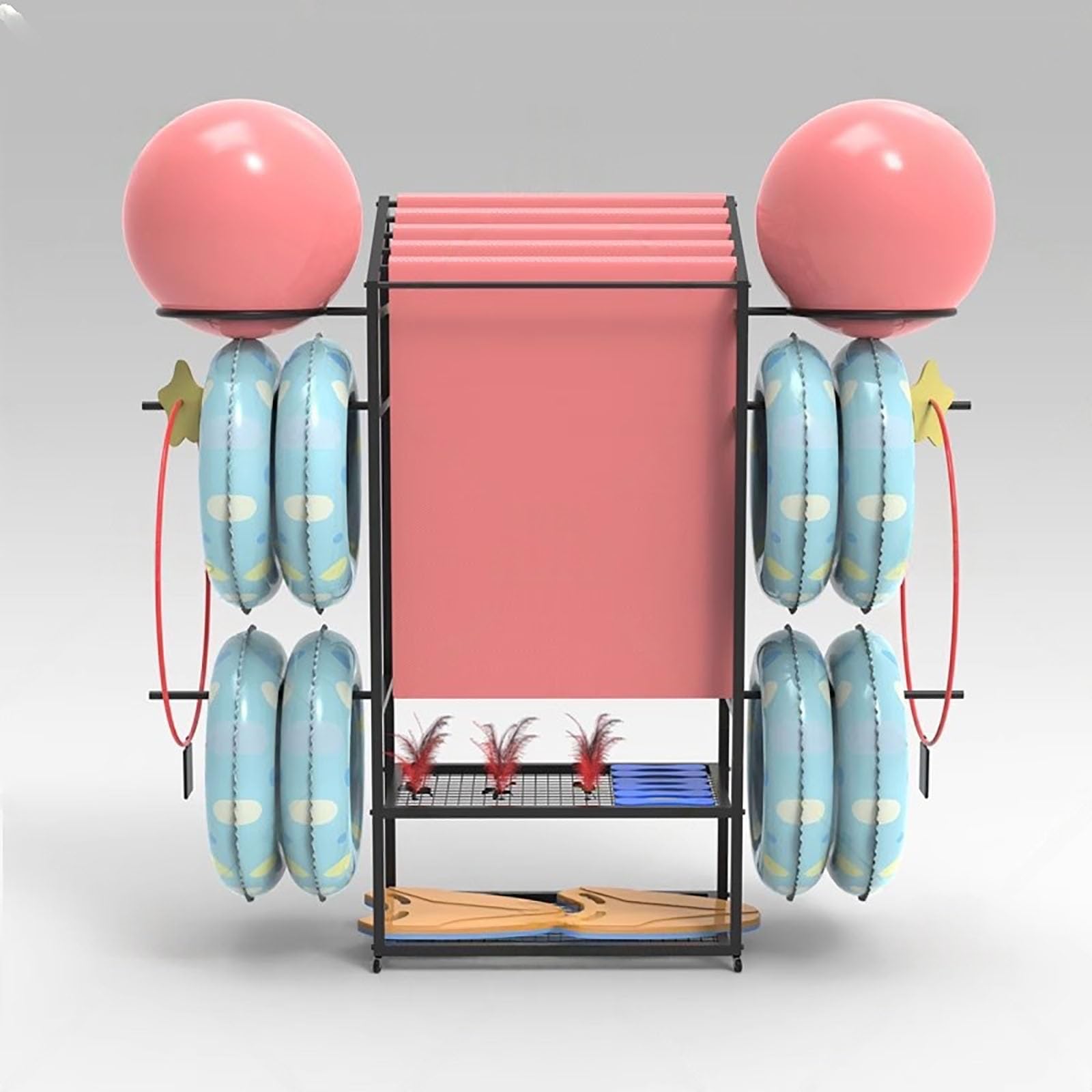 HDYZJQ Pool Float Rack Toy Cart, Metal Pool Equipment Storage Rack for Beach/Clubs/Backyards, Towel Goggles Swimming Rings Outdoor Organizer(3pack)