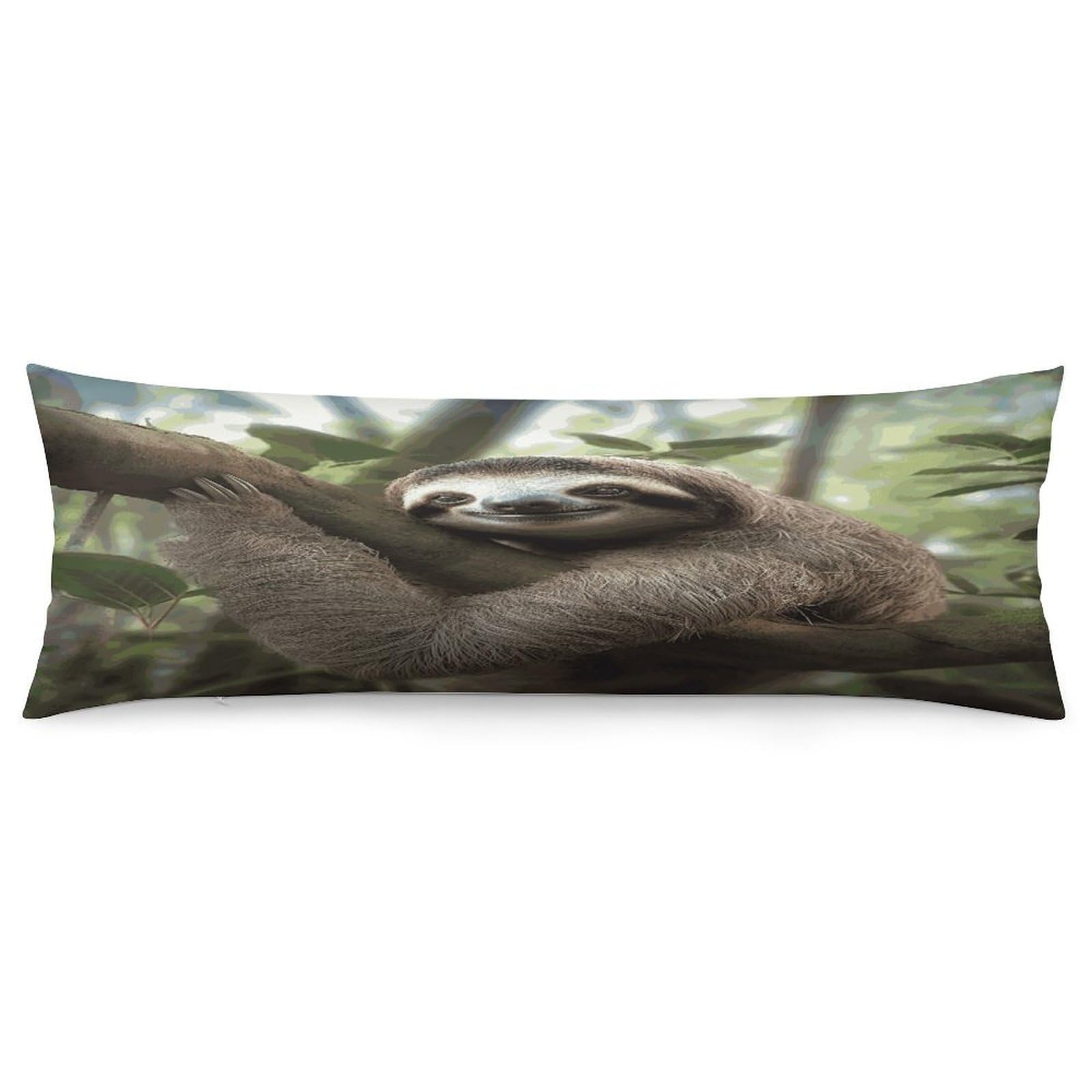 Sloth Animal Throw Pillow Covers with Silent Zipper Polyester Pillow Protectors Removable Pillow Cases Soft Pillowcase Cozy Pillow Sham Cushion Cover for Sofa Car Bed 20"x54"