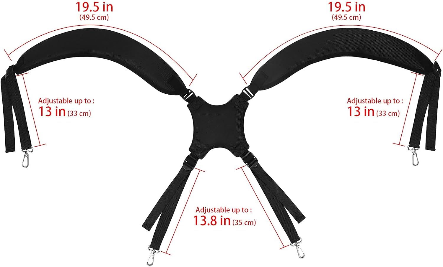 BIG TEETH Golf Bag Strap,Adjustable Padded Bag Strap Replacement,Golf Double Shoulder Bag Straps with 4Pcs Rotate Hooks