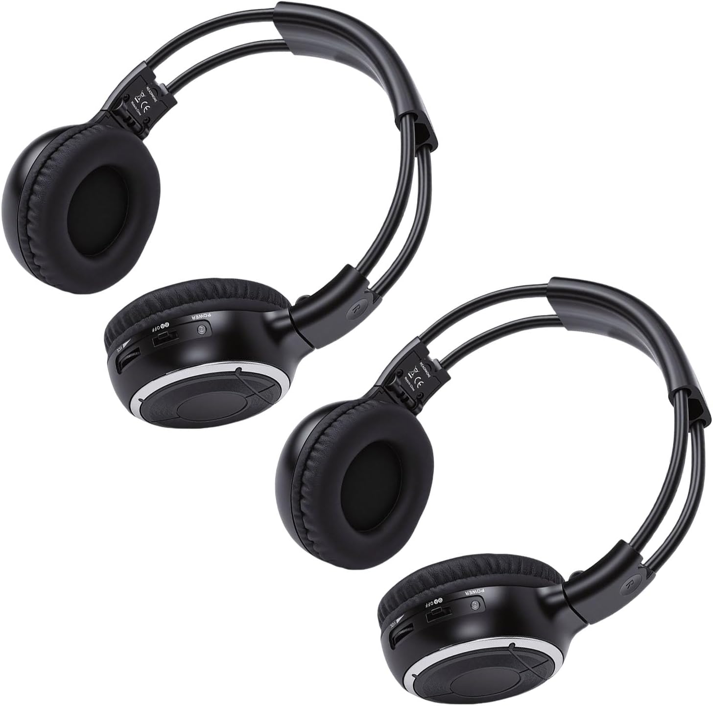 IR Wireless Headphones 2 Pack, 2 Channel Infrared Headphones Universal for Car DVD, 20Hr Battery, Soft Ear Pads 3.5mm Aux for Kids Family Road Trip