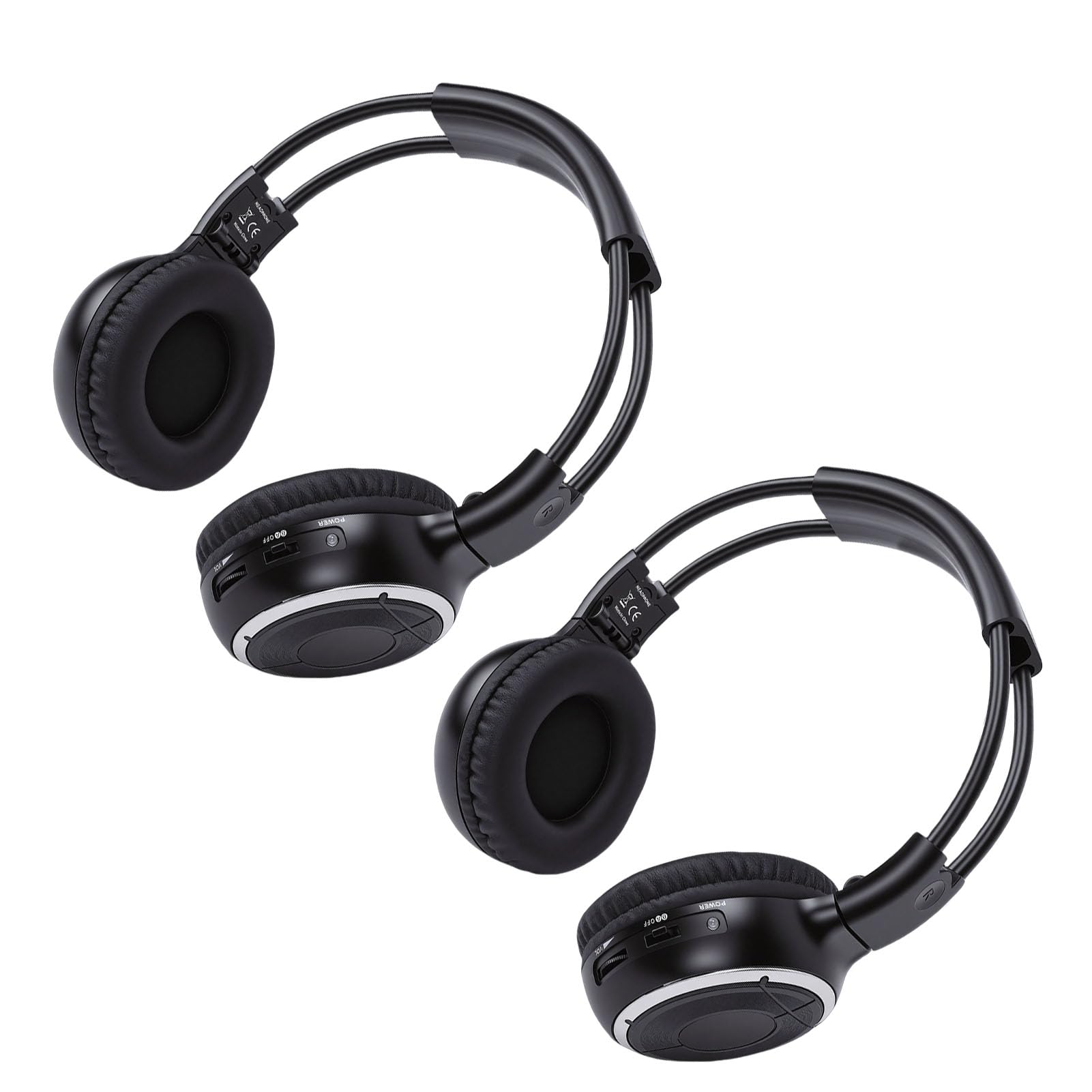 Tonysa Paquete de 2 Auriculares Inalámbricos para Coche, Auriculares Inalámbricos IR de Doble Canal con Almohadillas Ultra Suaves para de Entretenimiento Trasero del Vehículo,