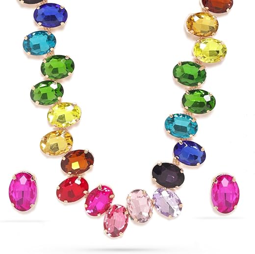 Rubans Necklace Set Trendy Stylish Crystal Jewellery Gift for Women & Girls