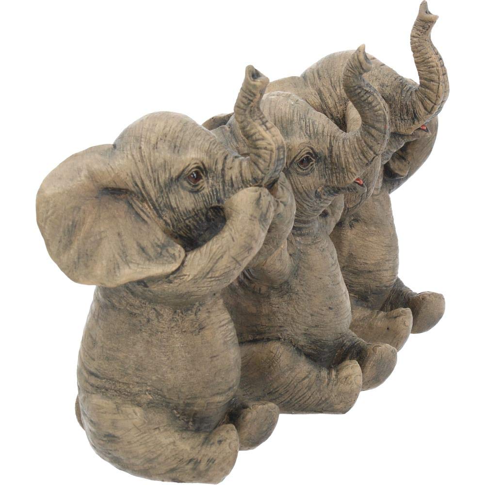 Nemesis Now Three Wise - Figura decorativa (16 cm), diseño de elefantes, color gris
