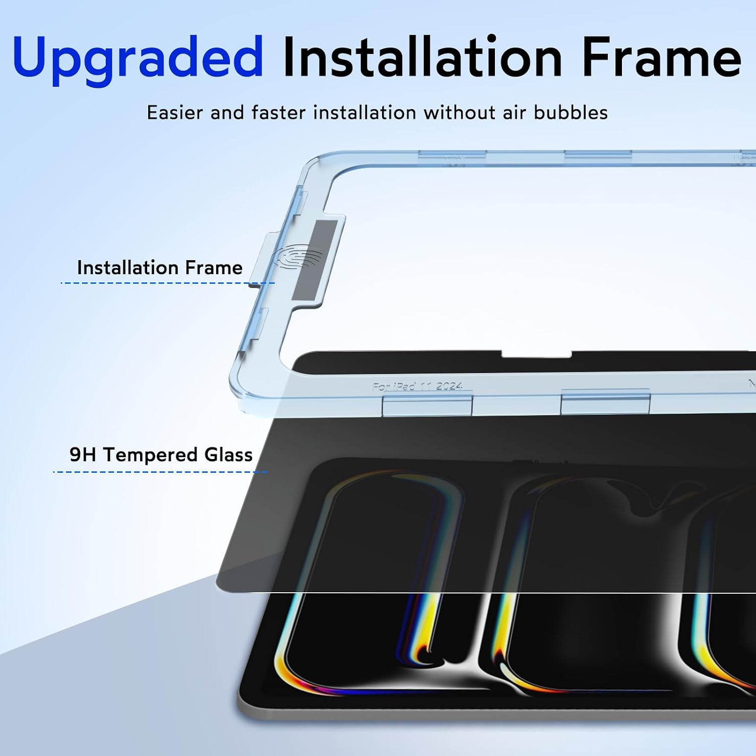 MOBDIK Privacy Screen Protector for iPad Pro 11 inch M5 2025 / M4 2024 | Horizontal 28°Anti Spy, EZ Kit Installation Frame, 9H Hardness Tempered Glass, Sensitive Touch, 1 Pack