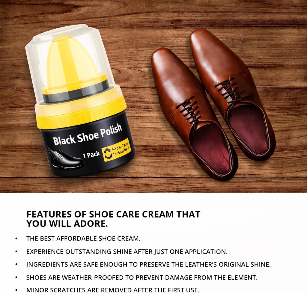 MoNing 2 Pack Black Shoe Polish for Leather Shoes, Portable Shoe Care Polish for Dress Shoes, Boots and Loafers, Compact Leather Shoe Shine for Home, Office and Travel