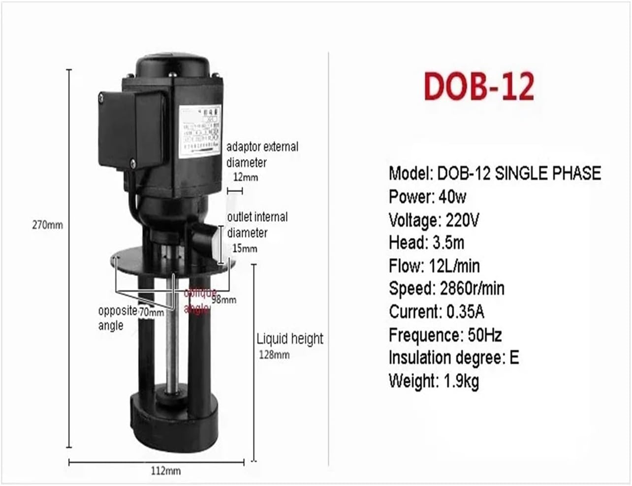 Cutting Tool Coolants 220V/380V/50Hz High Efficiency Machine Tool Grinder Pump Coolant Circulating Oil(DB12 380V)