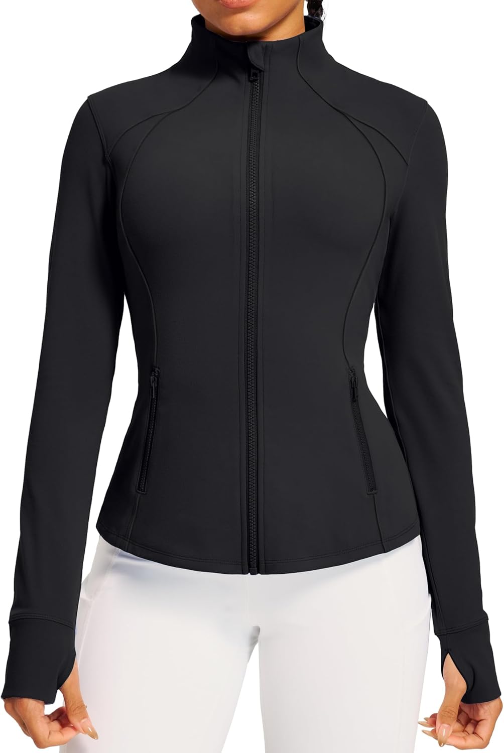 IUGA Women's Workout Jackets BBL Running Athletic Jackets Lightweight Full Zip Up Slim Fit for Women with Thumb Holes