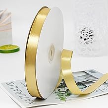 Gold Satin Ribbon (10 mm x 91 m), Gold Gift Ribbon for Decoration