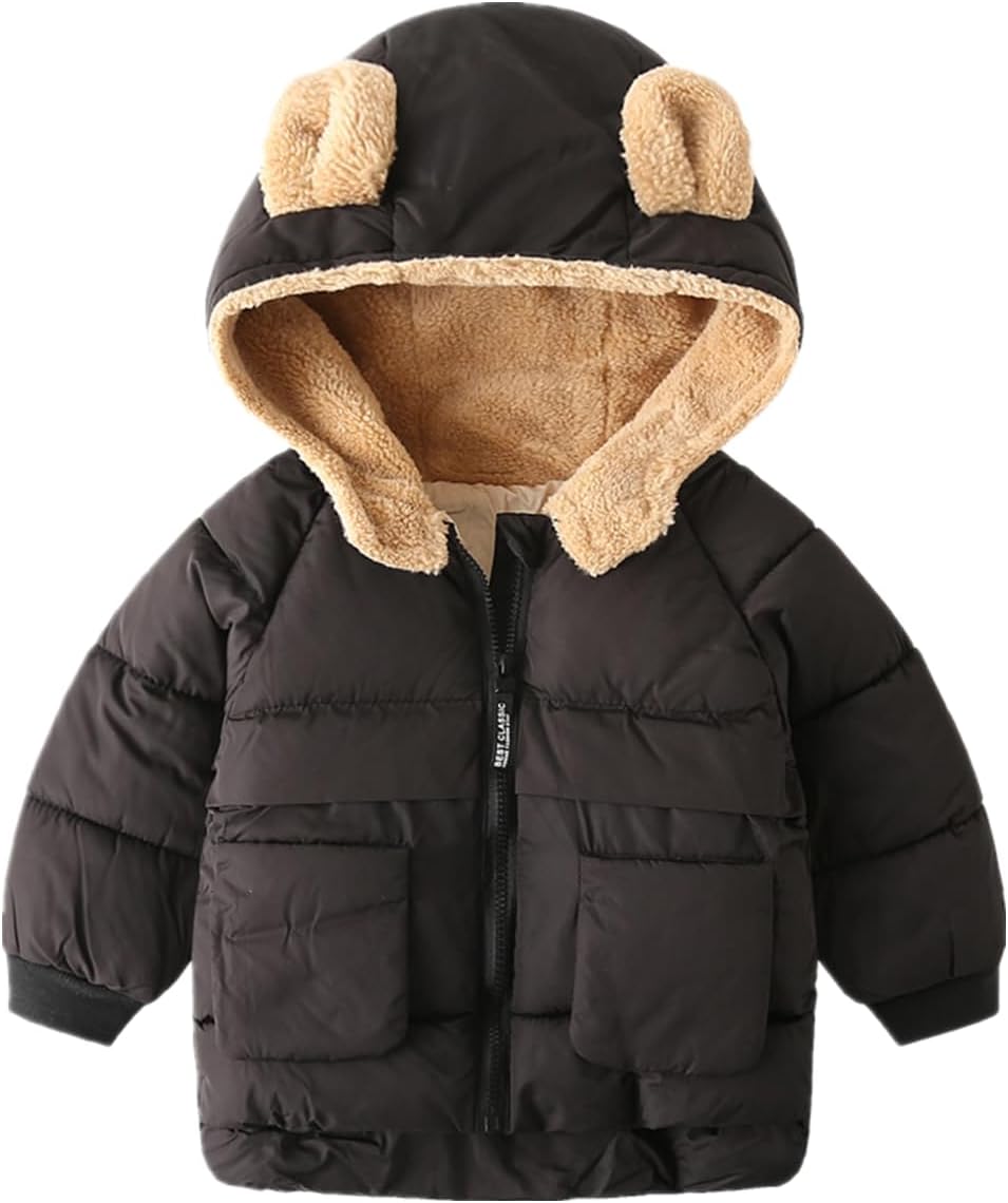 Daysskk Toddler Boys Girls Winter Coat with Hooded Warm Puffer Coat for Toddler 1-6 Y