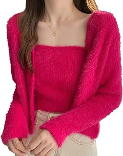 [Teddy] DAYCLOSET シャギーニット アンサンブル カーディガン レディース 2点セット 長袖 中厚手 春秋 tops1830