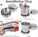MAPPERZ Small Foldable Glass Compact Portable Folding Stainless Steel Travel Mug - 120ml Water Cup with Hanging Chain for Camping, Hiking & Outdoor Adventures (Pack of 1) gallery image