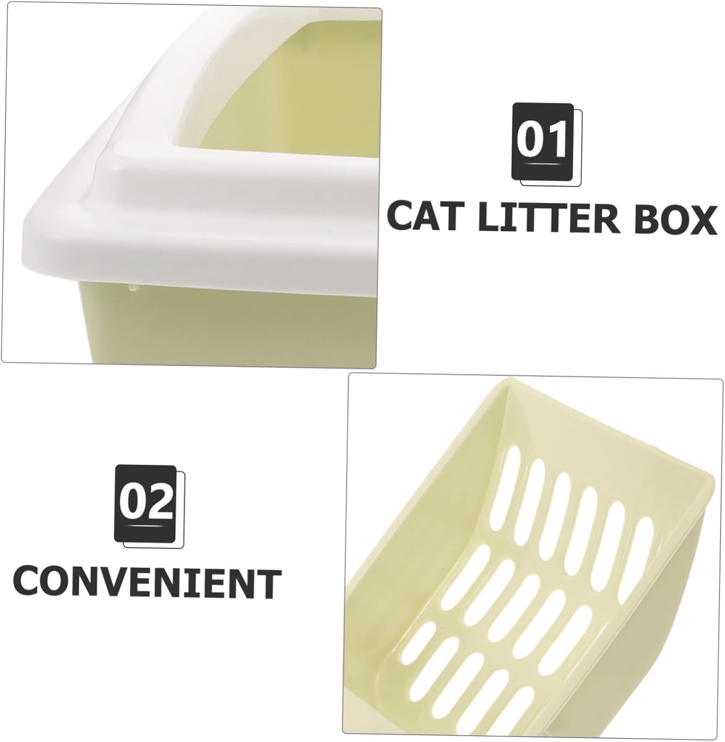 HEMOTON 1set Open Style Cat Litter Box with Capacity Removable High Barrier for Spill Prevention Includes Scoop for Easy Cleaning Cat Toilet for Indoor Use