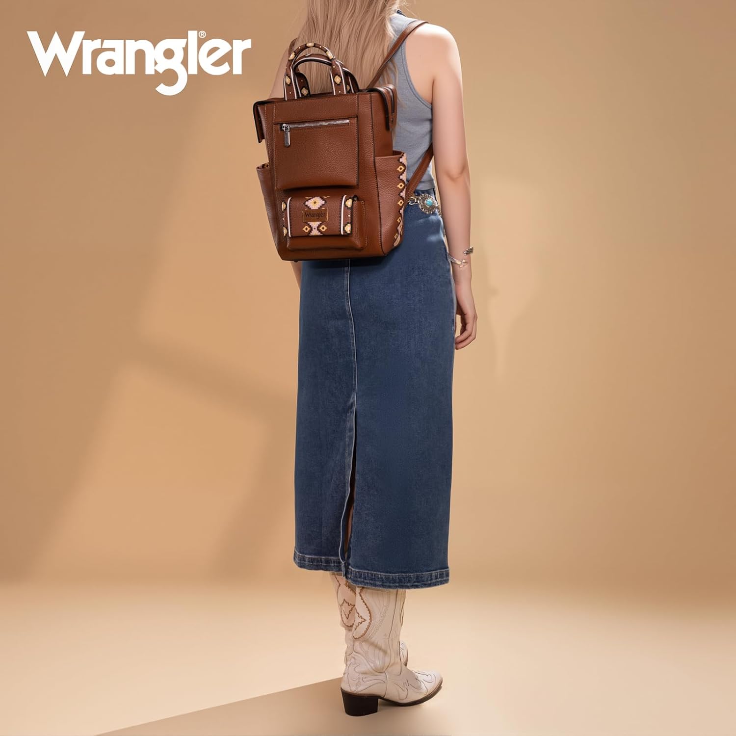 Montana West Wrangler Aztec Backpack Purse for Women Fashion Ladies Back Zip Anti Theft Convertible Backpack with Adjustable Strap - Image 2