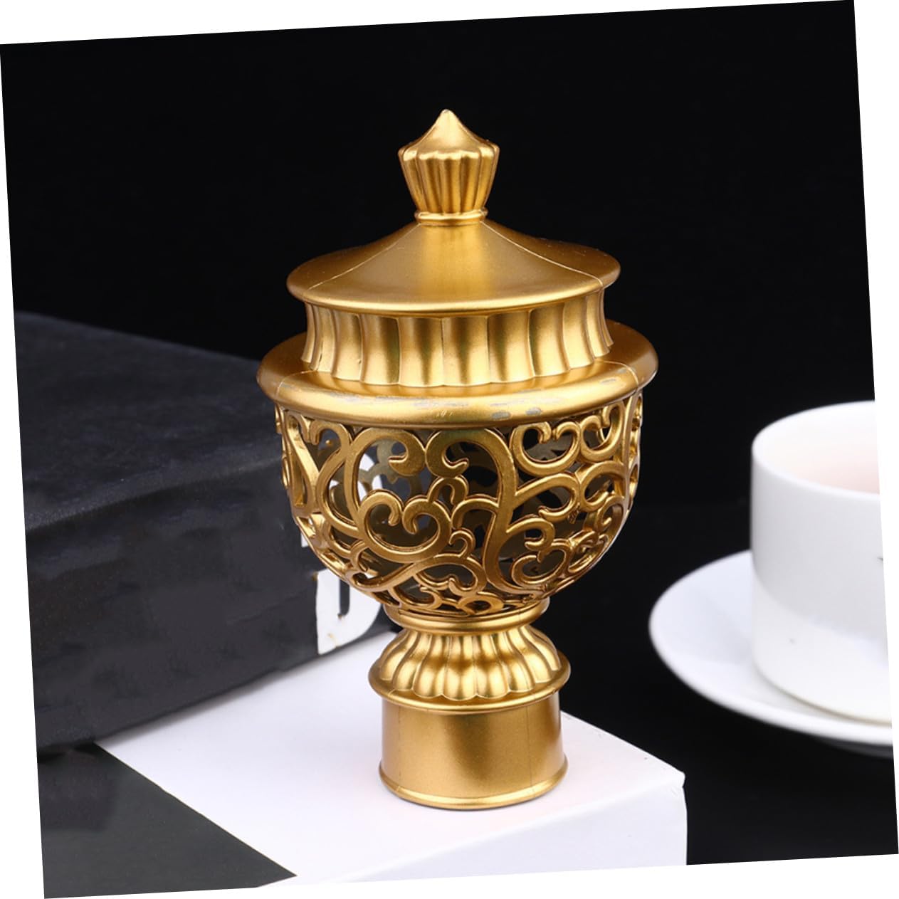 12 Pcs Plastic Curtain Rod Finials End Caps Roman Rod Decorative Window Treatment Accessories for Easy Installation in Gold Tone