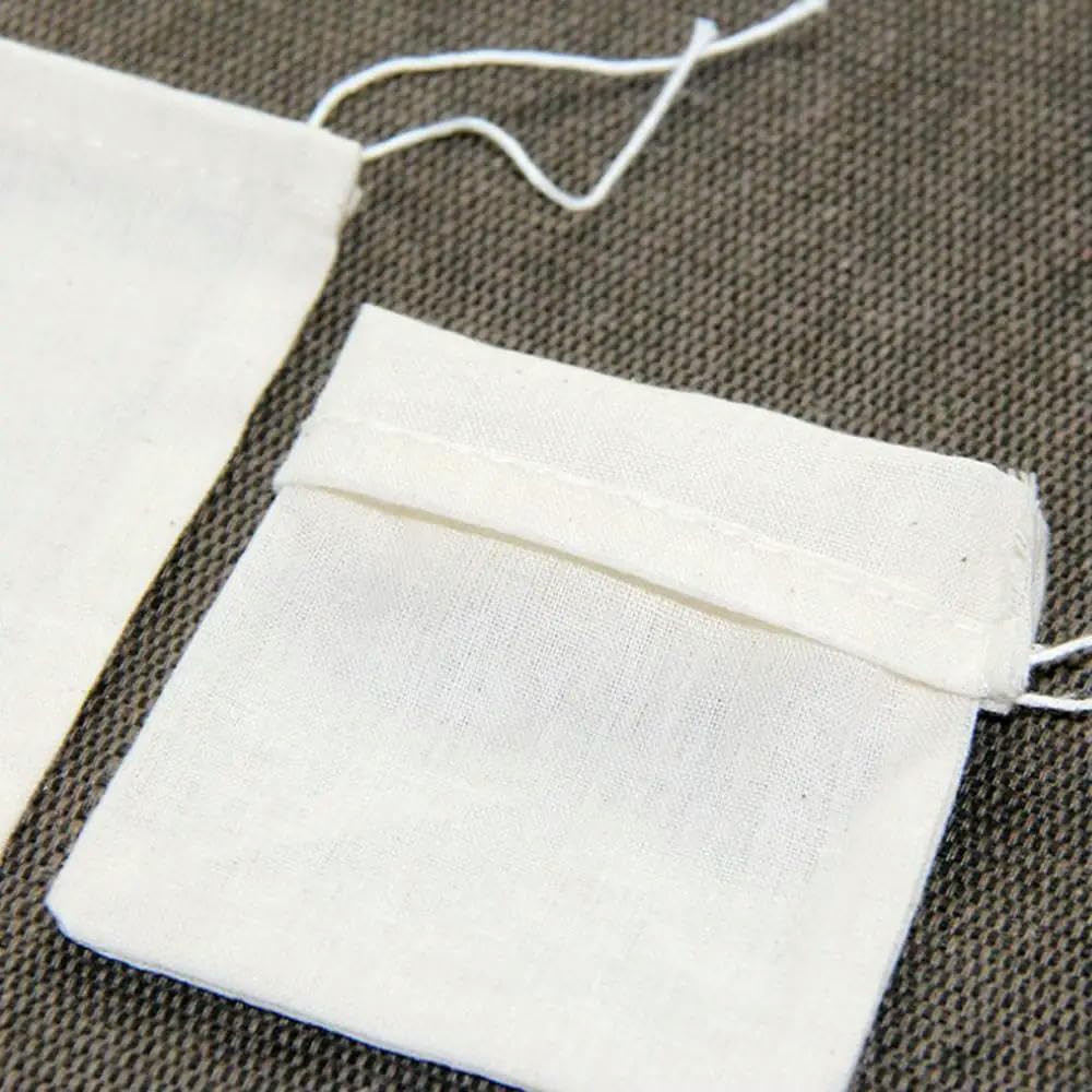 Bolsas de té vacías con cuerda, Bolsas de filtro de té reutilizables con cordón de algodón for té, hierbas y especias, paquete de 10, varios tamaños(13x18cm)