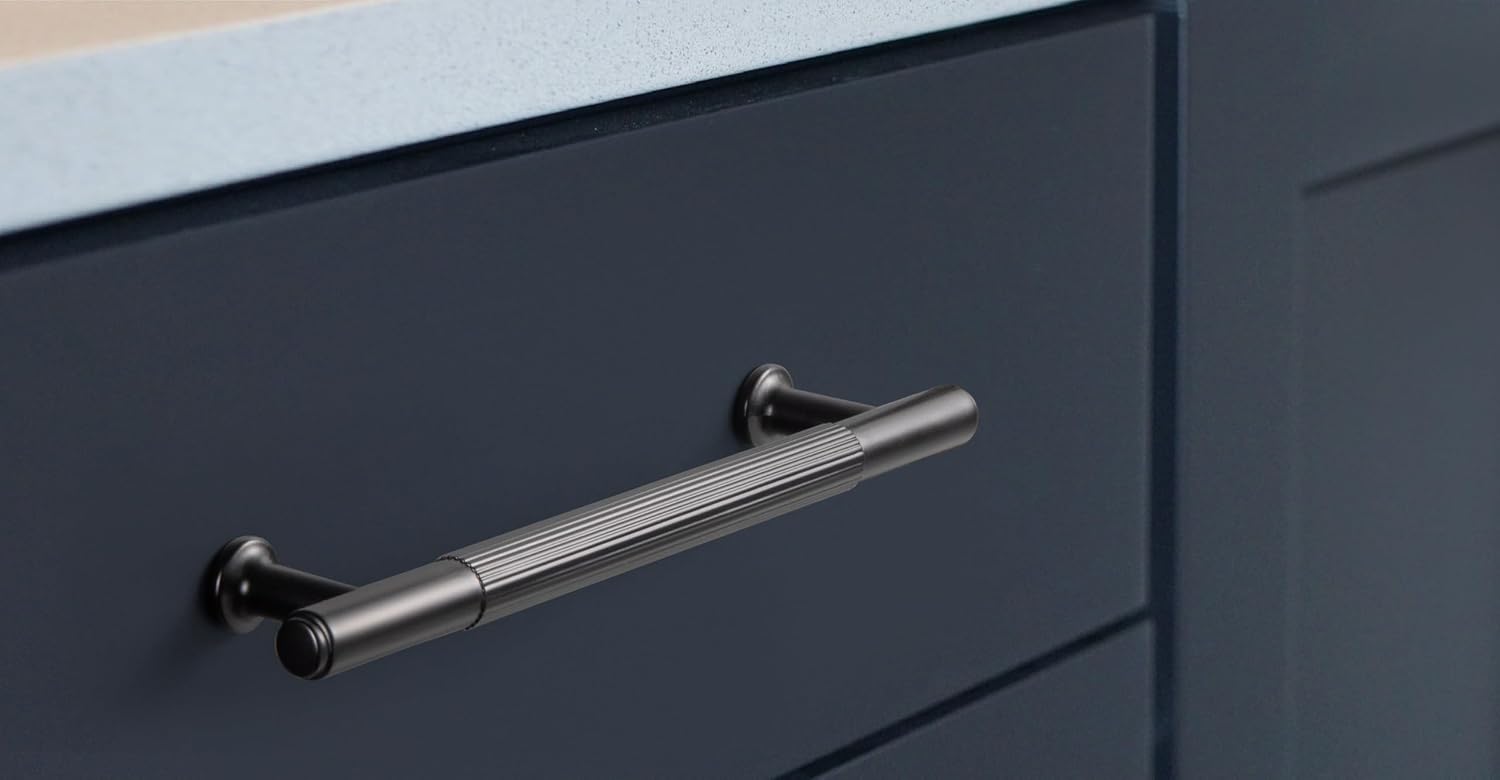 Goo-Ki 6 Pack Black Cabinet Pulls Drawer Pull, 5.04 Inch c-c Kitchen Hardware,Modern Zinc Alloy Bar Cabinet Drawer Handles