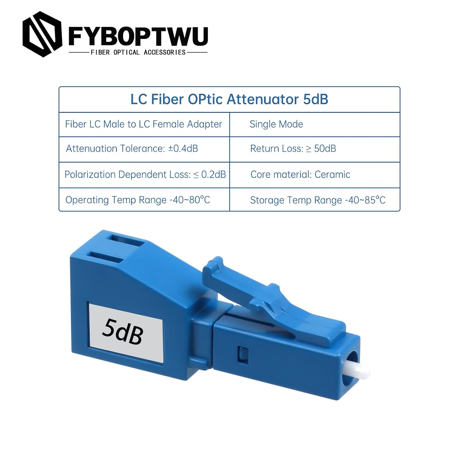 5dB LC/UPC Fiber Optic Attenuator Male to Female, 2pcs
