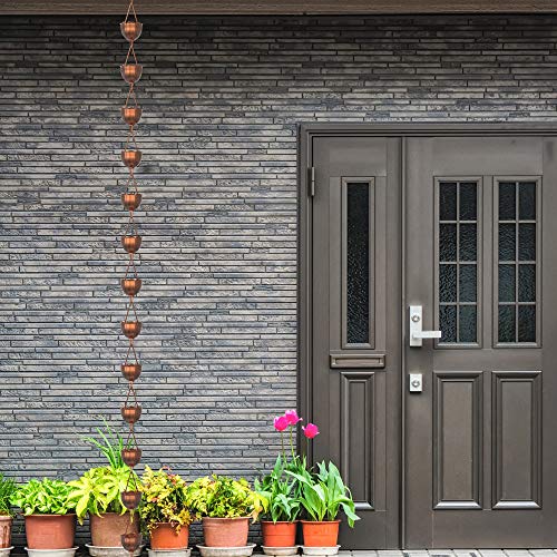 Rain Chains Direct Rain Chain - Rain Chains for Gutters - Tulip, 8.5 Feet, 100% Copper, Rain Chains for Downspouts