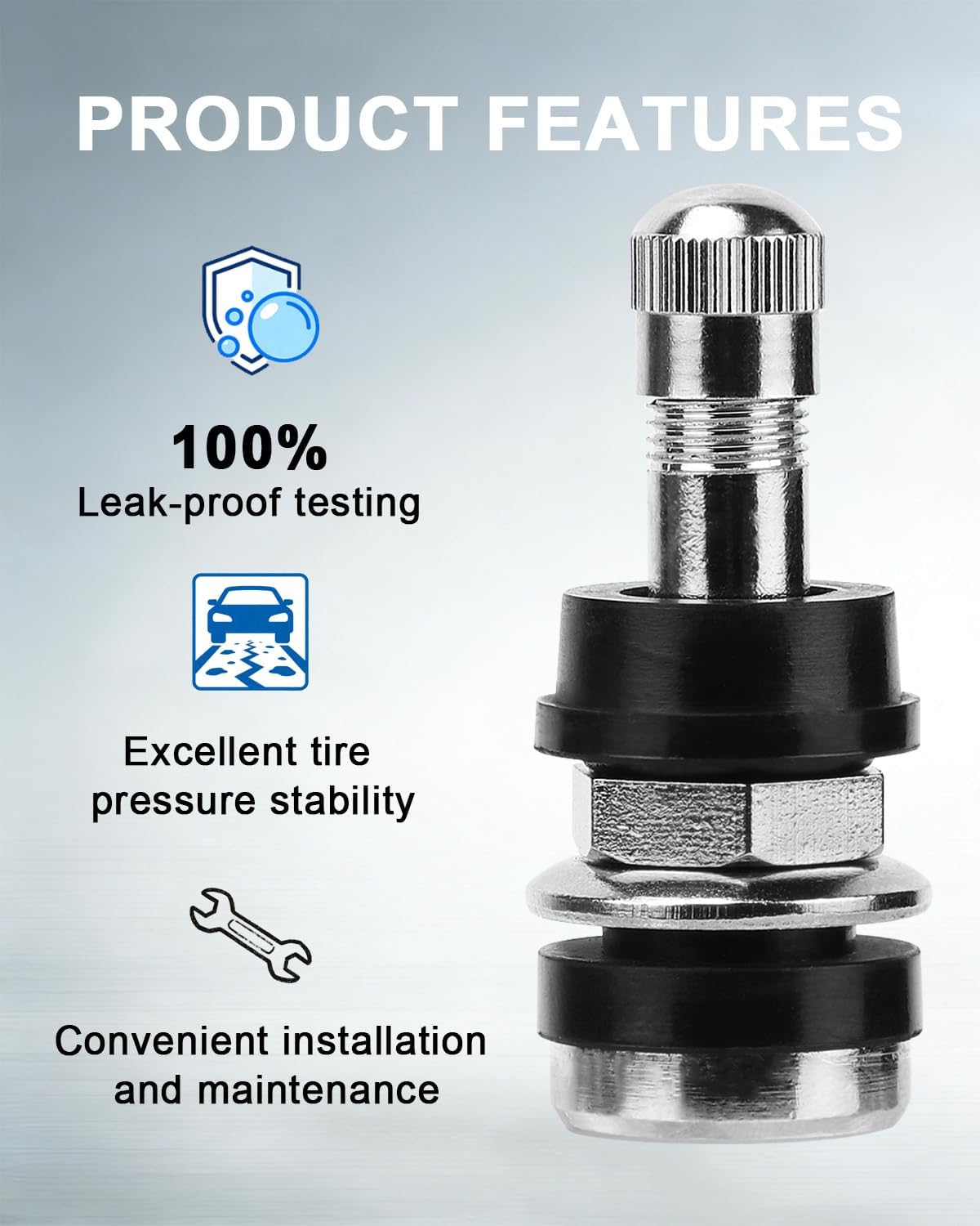 Riseuvo 25 Pcs TR416 Metal Clamp-in Tire Valve Stems - High Pressure Tubeless Valves for 0.453" & 0.625" Rim Holes, Fit Cars, Trucks, Trailers & ATVs