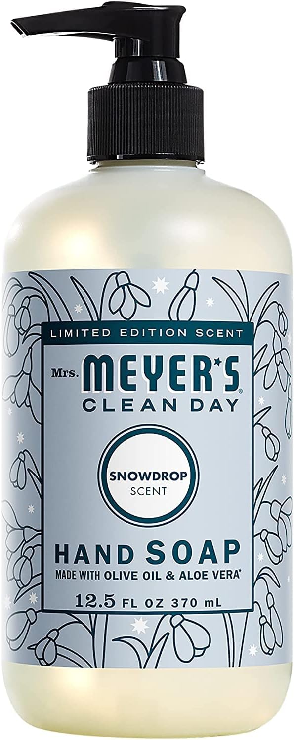 Mrs. MEYER'S Kitchen Set, Dish Soap, Hand Soap, and Multi-Surface Cleaner, 3 CT (Snowdrop)