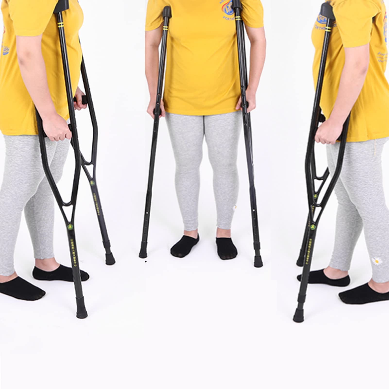 1 Paio 2 Unità di Stampelle Ascellari Mediche In Fibra di Carbonio, Stampelle Ascellari Regolabili per Adulti, Bastone da Passeggio con Cuscinetti Ascellari In TPR Impugnatura Morbida