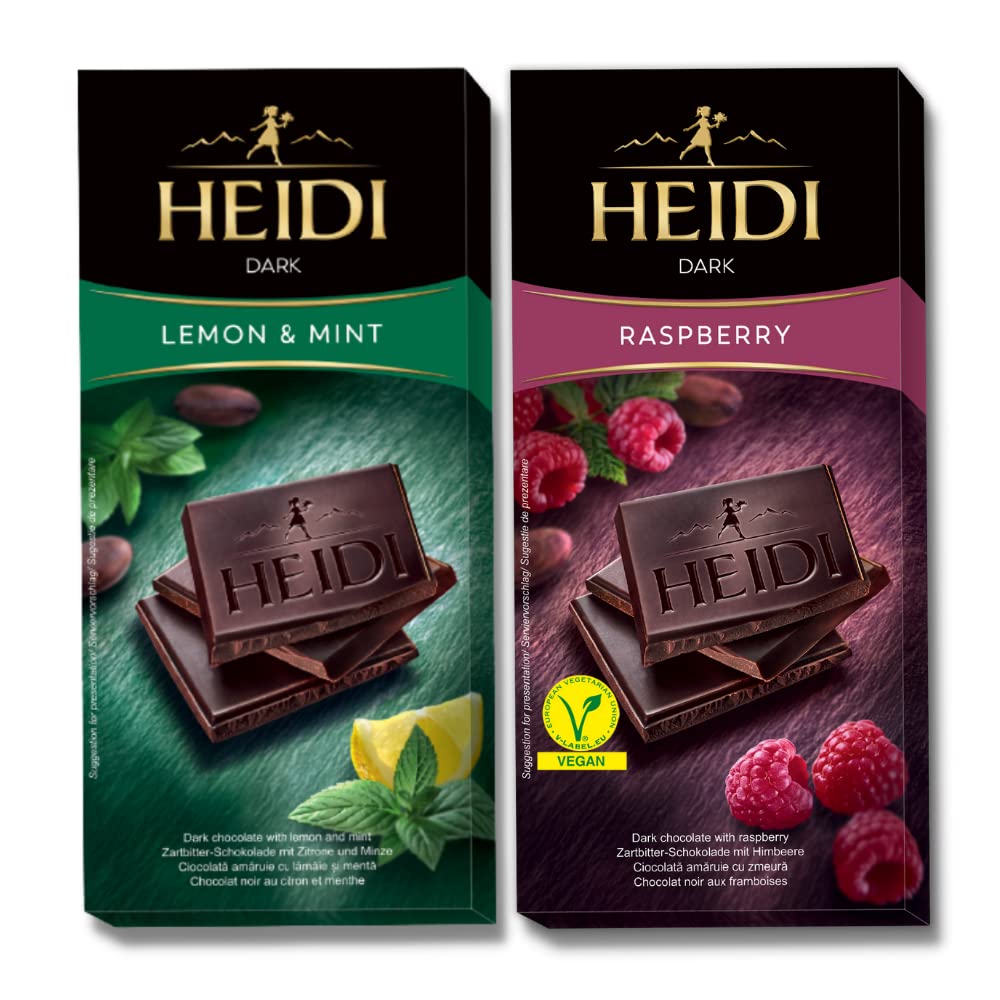 Heidi Vegan Raspberry Dark Chocolate 80g and Mint & Lemon Dark Chocolate 80g | 100% Veg | Imported | Switzerland (B0C4P6D3RT) Amazon Price History, Amazon Price Tracker