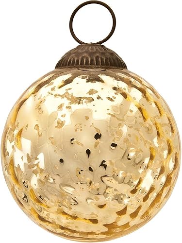 Paquete de 3 adornos grandes de cristal de mercurio Luna Bazaar 3 pulgadas plata diseño de bola alegría  Gran idea de regalo decoraciones de estilo